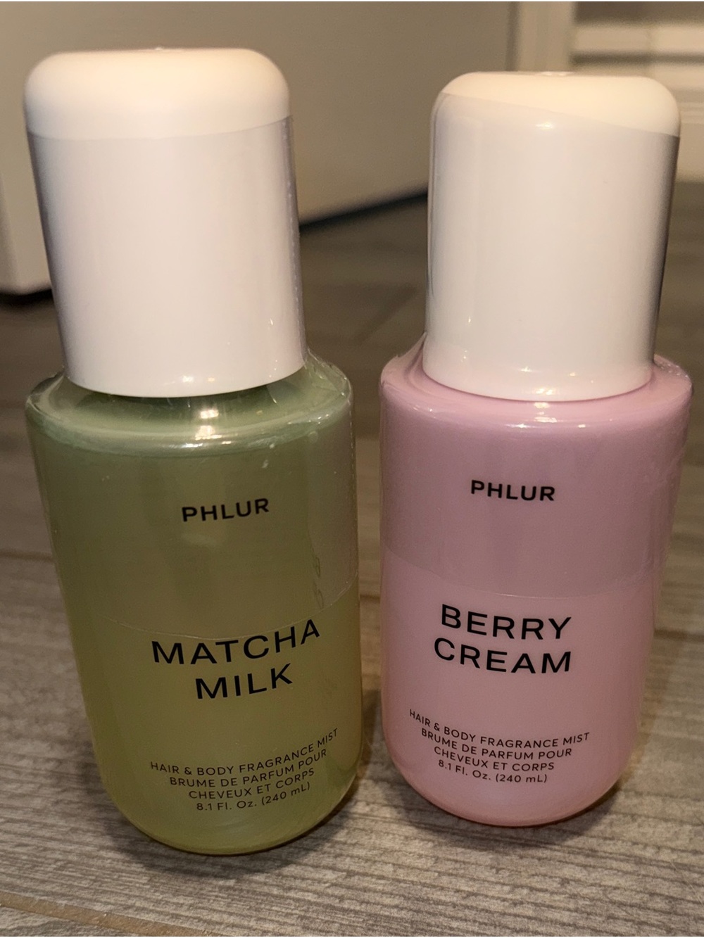 PHLUR Matcha Milk + Berry Cream Hair & Body Mist Duo 8.1 oz Each NEW